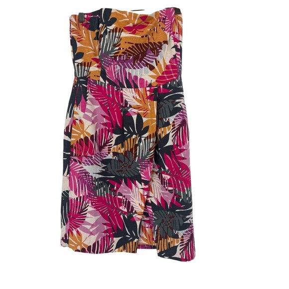 Banana Republic dress size 10 Tropical Palm Leaf Printed Silk Strapless - Picture 3 of 7